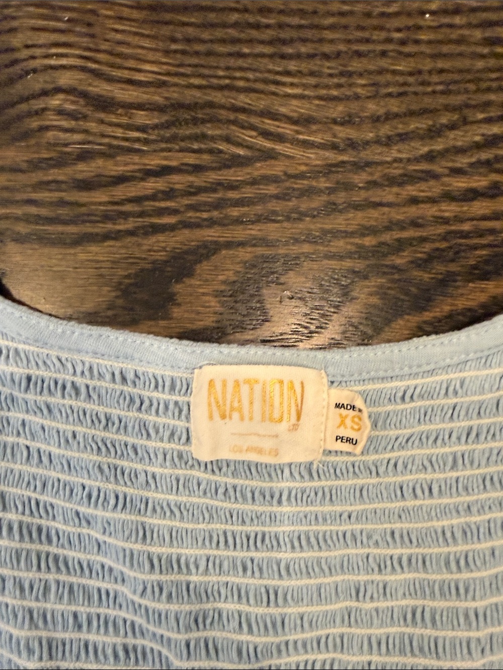 Nation LTD Light Blue Short Sleeve Smocked Top